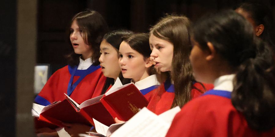 girl choristers singing at Newcastle Cathedral