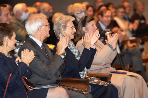 TRH The Duke and Duchess of Gloucester applaud after a performance at Coventry Cathedral