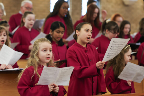 Choristers singing in Middlesborough RC Cathedral