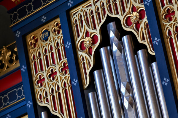 Ornate organ pipes at Chelmsford Cathedral