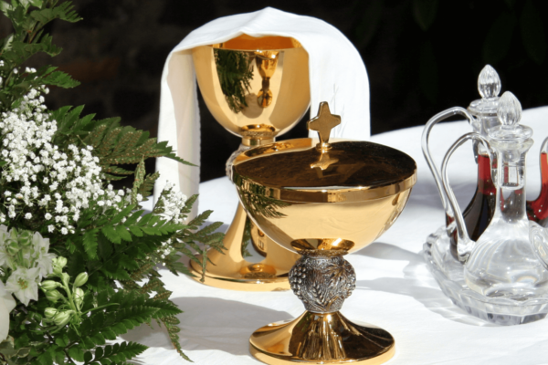 The bread and wine of holy communion