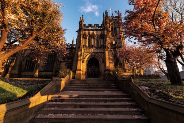 Manchester Cathedral in the sunshine