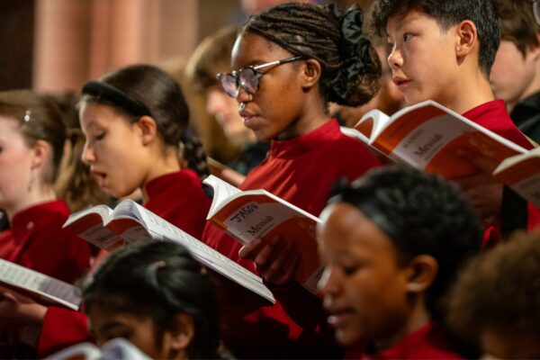 Choristers at Croydon Minster performing Handel's Messiah